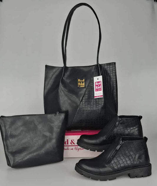 طقم من 3 قطع: حذاء + حقيبة + جراب